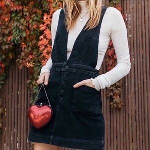 NWOT Free People Denim Jumper Sz  8 Black